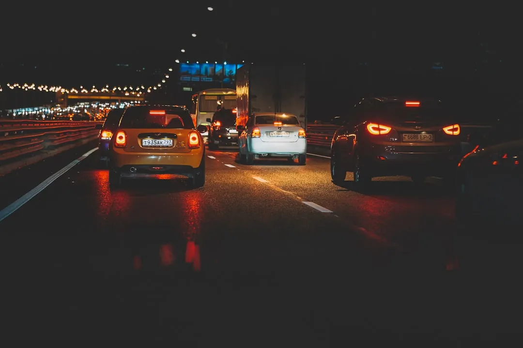 cars on road during night time