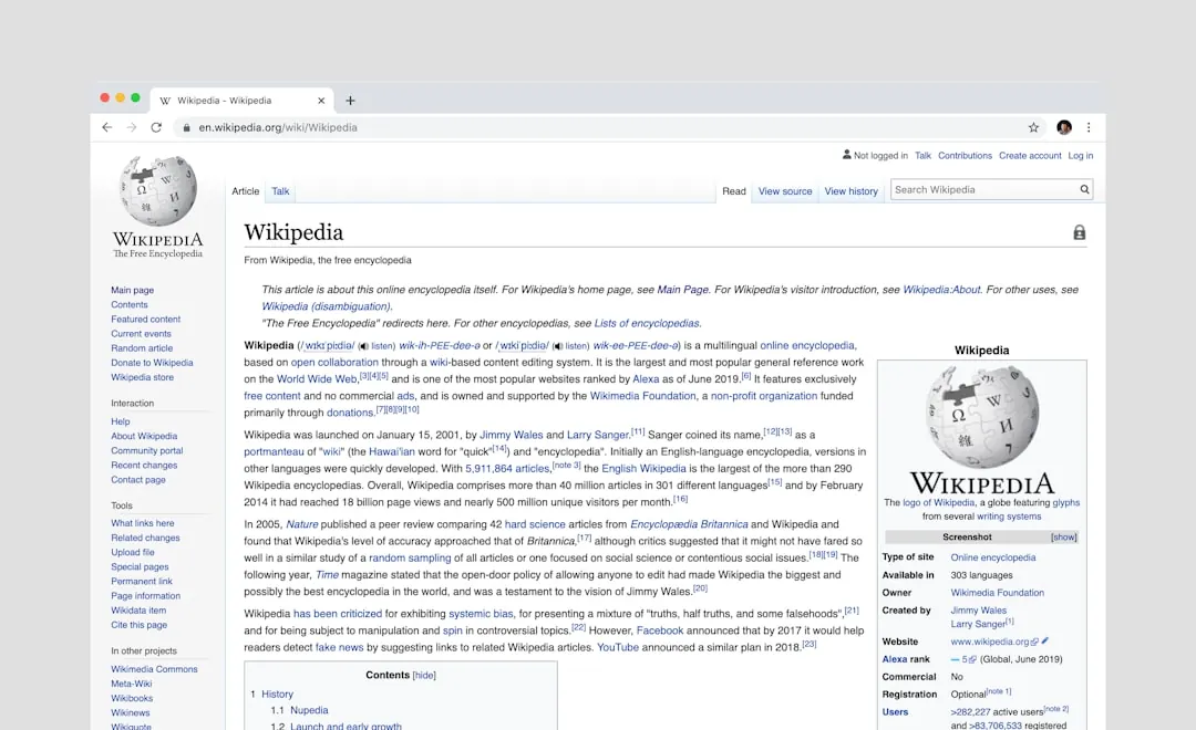 Wikipedia page screenshot